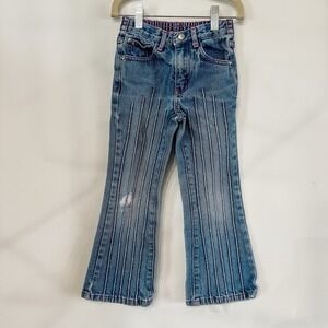 VTG Toddler Girls 4/5 Disney Princess Denim Jeans Stitched Accents Y2K‎ Flared